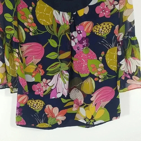 {Trina Turk} Retro Floral Print Blouse - Picture 8 of 13